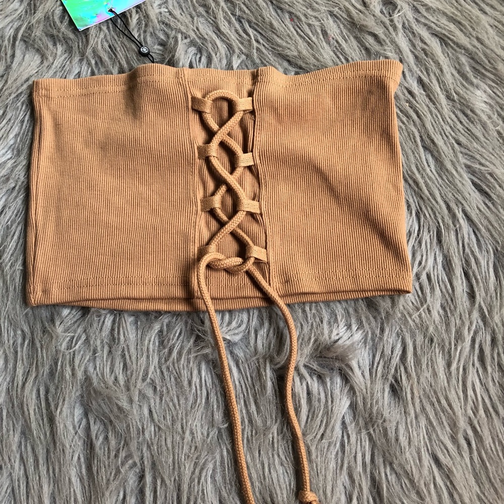 Lace Up Crop Tube Top